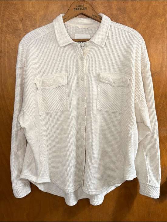 aerie Tops - Aerie LumberJane Waffle Knit Shirt Oversized Henley Button Up Top Shacket Y2K S